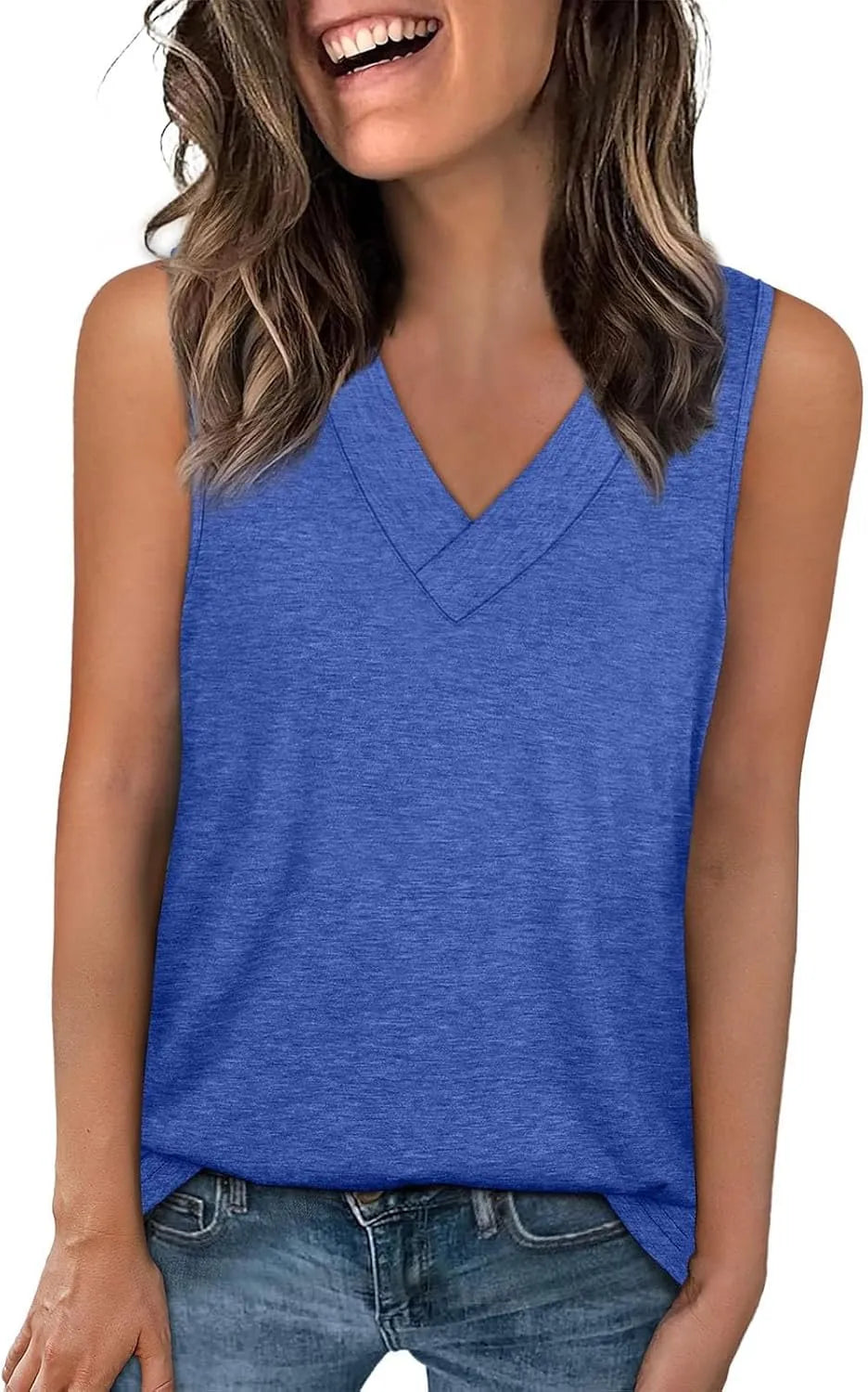 🔥Women Summer V Neck T Shirts Trendy Sleeveless Basic Tee Loose Fit 2026 Fashion