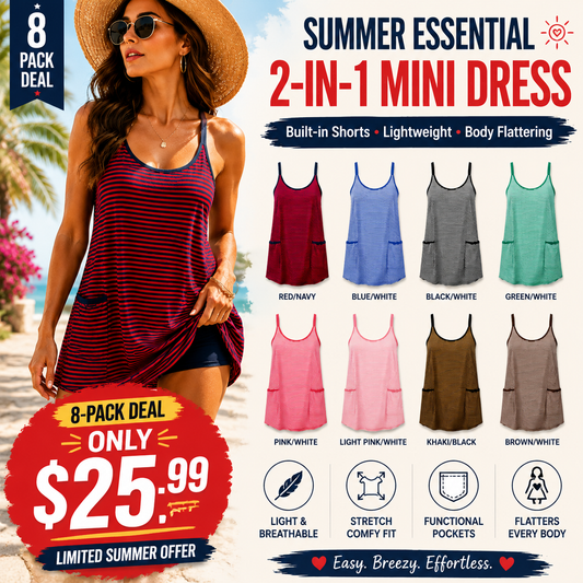 ✨ Summer Sleeveless Mini Dress with Built-In Shorts & Hidden Pockets