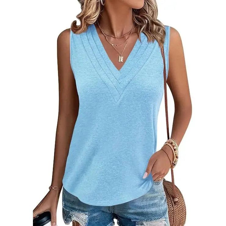 ✨Women's V-Neck Sleeveless Tank Top – Loose Fit, Soft & Breathable Summer Essential