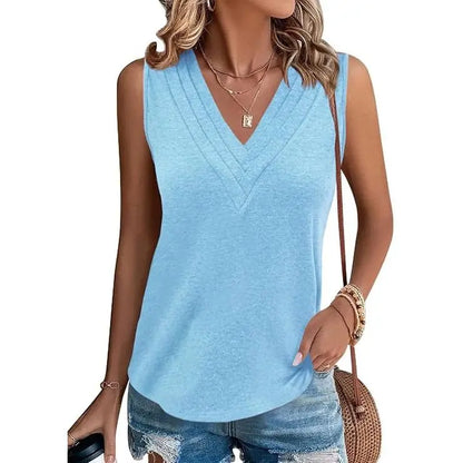 ✨Women's V-Neck Sleeveless Tank Top – Loose Fit, Soft & Breathable Summer Essential