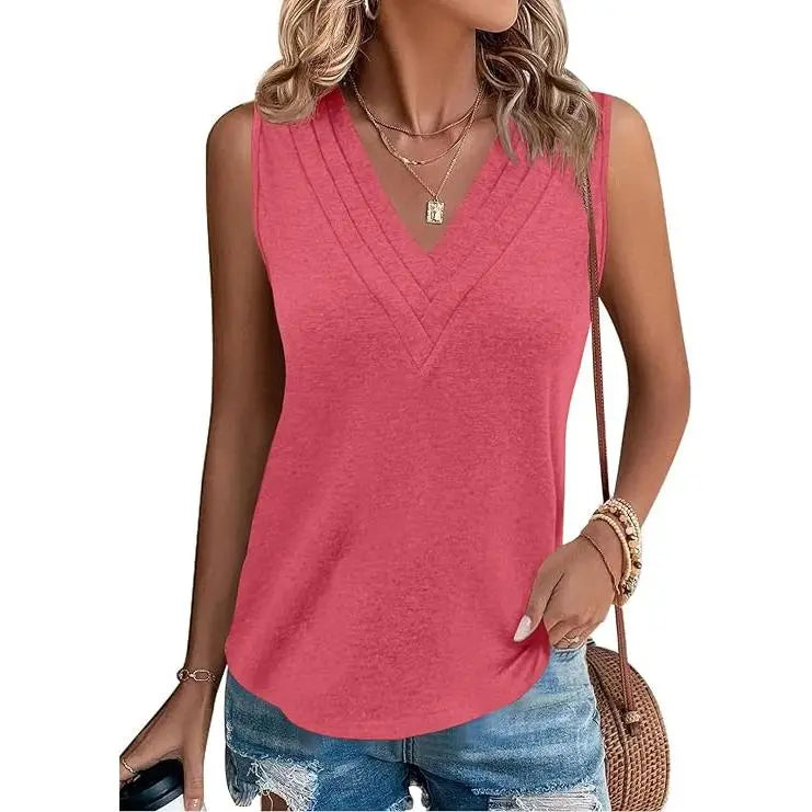 ✨Women's V-Neck Sleeveless Tank Top – Loose Fit, Soft & Breathable Summer Essential