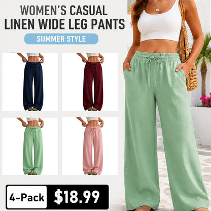 🔥 Women's Linen Wide Leg Pants – Breathable Comfort, Relaxed Fit & Timeless Style