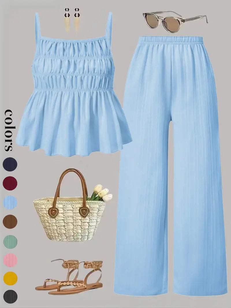 Two-Piece Set Women's Cami Top & Wide Leg Pants Set