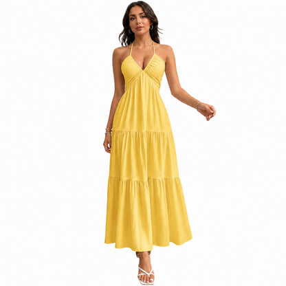 🔥Women's Summer Sleeveless Backless Dress –Casual Flowy Beach Vacation Dress