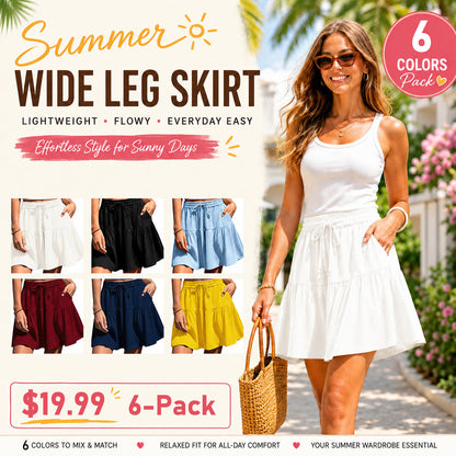 ☀️ Women's Linen Blend Wide Leg Culotte Shorts–Lightweight, Comfy & Flowy