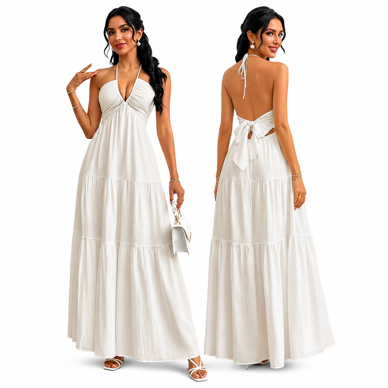 🔥Women's Summer Sleeveless Backless Dress –Casual Flowy Beach Vacation Dress
