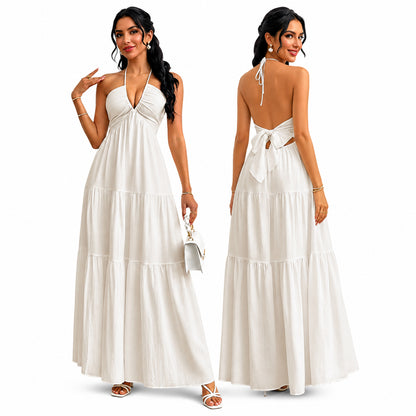 🔥Women's Summer Sleeveless Backless Dress –Casual Flowy Beach Vacation Dress