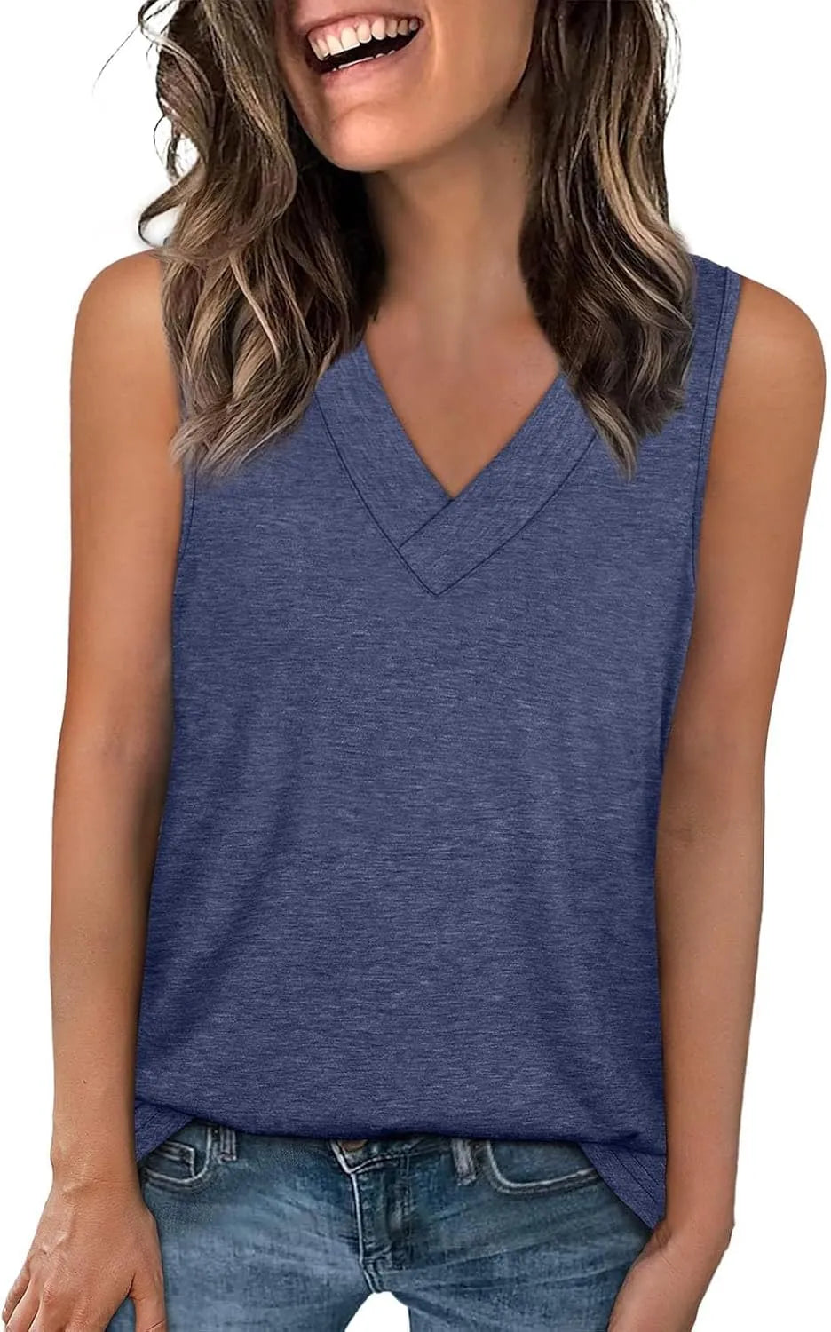 🔥Women Summer V Neck T Shirts Trendy Sleeveless Basic Tee Loose Fit 2026 Fashion