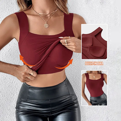 🔥Women's Built-In Bra Tank Top – Seamless Sculpting Cami with High Stretch & Tummy Control