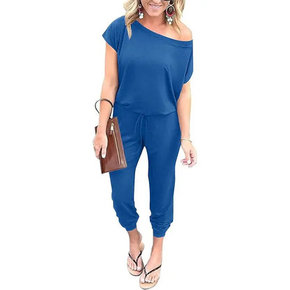 🔥Women’s Off Shoulder Jumpsuit Plus Size S–6XL – Loose Fit Elastic Waist Casual Romper