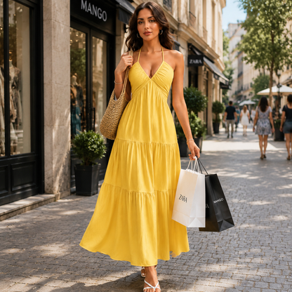 🔥Women's Summer Sleeveless Backless Dress –Casual Flowy Beach Vacation Dress