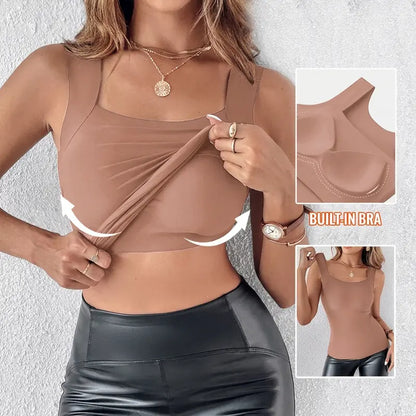 🔥Women's Built-In Bra Tank Top – Seamless Sculpting Cami with High Stretch & Tummy Control