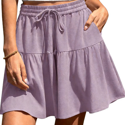 ☀️ Women's Linen Blend Wide Leg Culotte Shorts–Lightweight, Comfy & Flowy