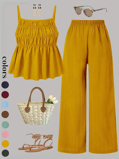 Two-Piece Set Women's Cami Top & Wide Leg Pants Set