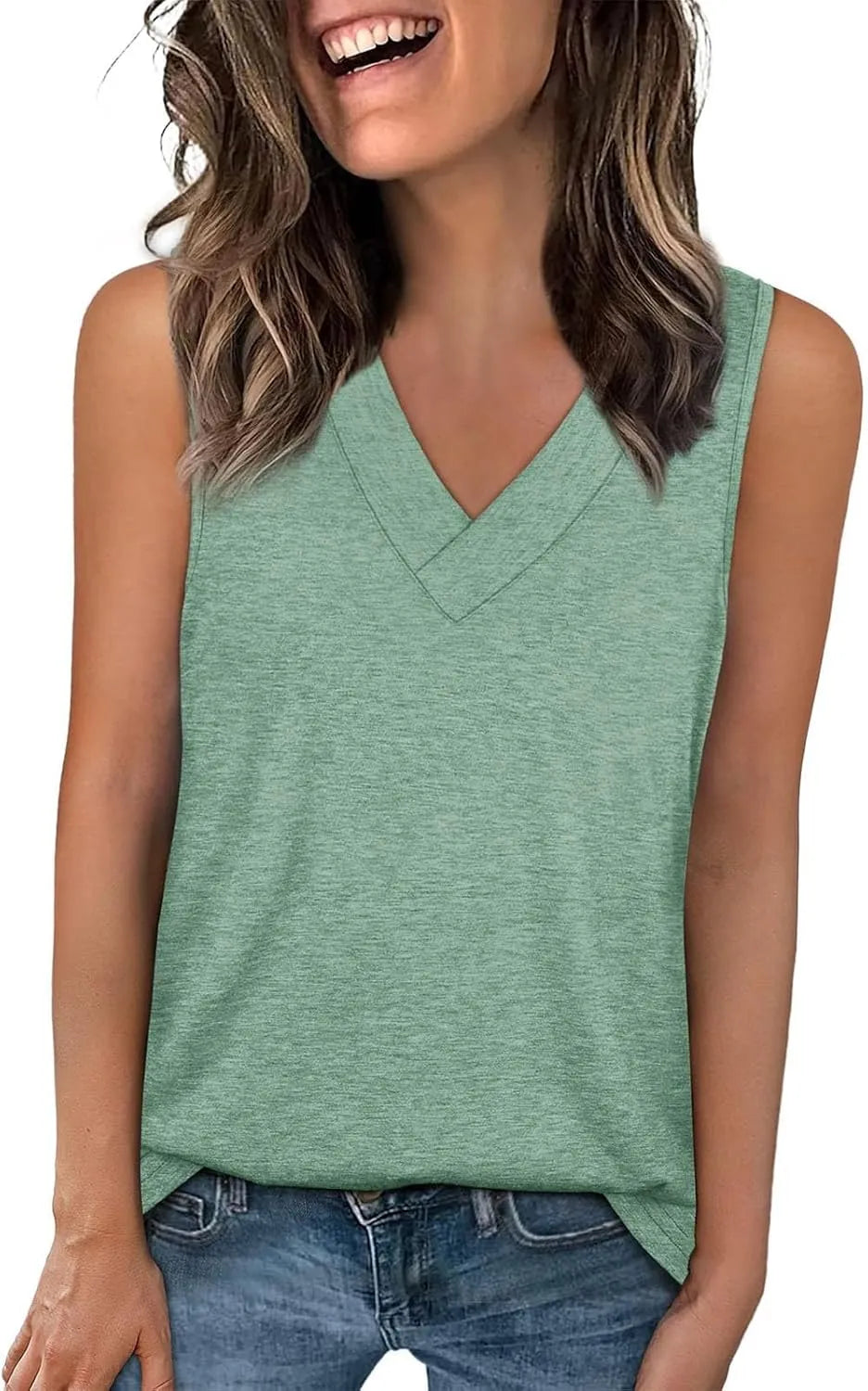 🔥Women Summer V Neck T Shirts Trendy Sleeveless Basic Tee Loose Fit 2026 Fashion
