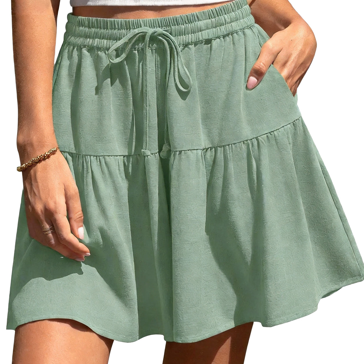 ☀️ Women's Linen Blend Wide Leg Culotte Shorts–Lightweight, Comfy & Flowy