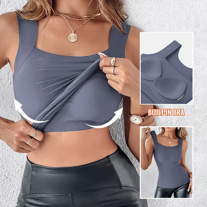🔥Women's Built-In Bra Tank Top – Seamless Sculpting Cami with High Stretch & Tummy Control