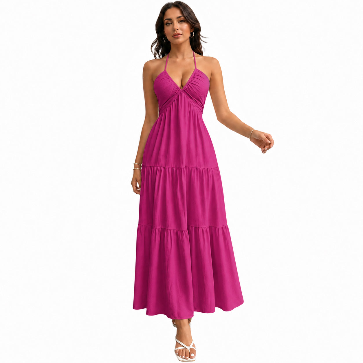 🔥Women's Summer Sleeveless Backless Dress –Casual Flowy Beach Vacation Dress