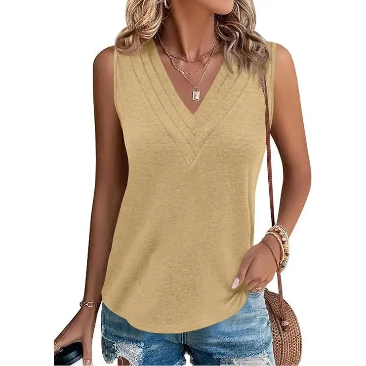 ✨Women's V-Neck Sleeveless Tank Top – Loose Fit, Soft & Breathable Summer Essential