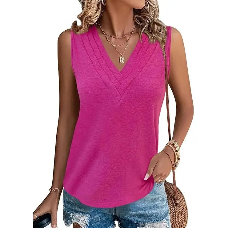 ✨Women's V-Neck Sleeveless Tank Top – Loose Fit, Soft & Breathable Summer Essential