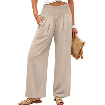 ✨Women’s Linen Wide Leg Palazzo Pants – High Waist Boho Beach Vacation Lounge Pants