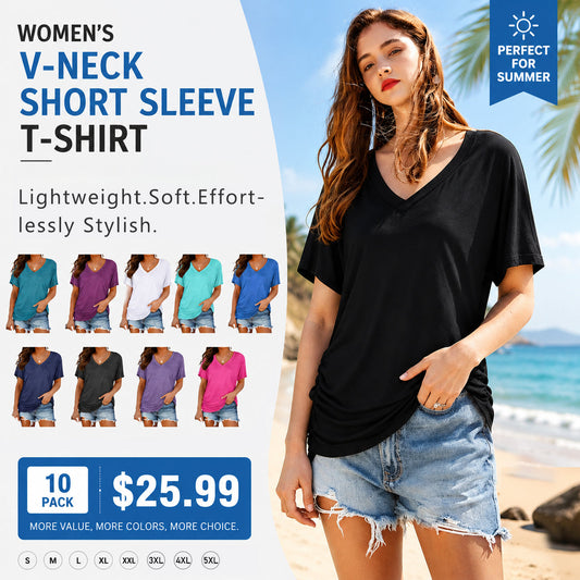 🔥Summer Sale💖 Ultra-Soft V-Neck Tee | Everyday Comfort & Effortless Style 💖